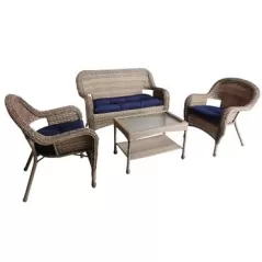 DDI 4pc Wicker Set with Cushions Brown