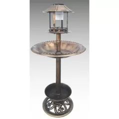 DDI Resin Birdbath with Feeder and Solar Light