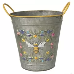 DDI 11.42in Honey Bee Metal Planter Galvanized
