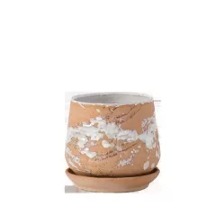 PHG 8"x7.5" Hand Rolled Pot With Attached Saucer Artisan Clay