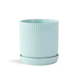 PHG 9"x9.5" Fluted Cylinder Planter Pastel Green Case of 4