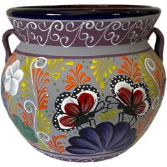 Talavera 14" Bella Especial Michoacana Pot Blue