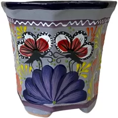 Talavera 8" Bella Especial Octagonal Pot Blue