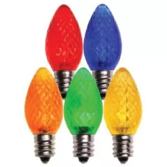 Christmas Light Bulb, Faceted E17 C9 LED Transparent Multi-Colored | BU-LED-FC9-TMU