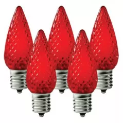Christmas Light Bulb, Faceted E17 C9 LED Red Transparent | BU-LED-FC9-TRD