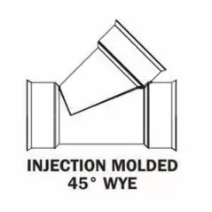 ADS Soiltight Wye, Bell-End HDPE 45 Degrees Degrees Dual Wall Injection Molded N-12, Black 6" | DFD681ST