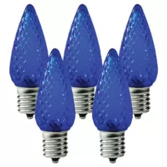Christmas Light Bulb, Faceted E17 C9 LED Blue Transparent