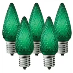 Christmas Light Bulb, Faceted E17 C9 LED Green Transparent