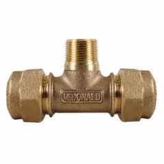 Tee, 3/4" x 3/4" x 1"CTS x CTS x MNPT Brass 74762Q Series