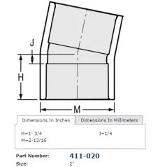 Sch. 40 PVC Elbow 2" Socket 11-1/4 Degree Standard | 411-020