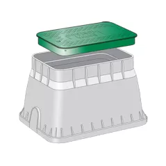 Valve Box, 12" Rectangular Black Box Control Valve Standard T-Top with Green Lid
