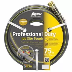 Garden Hose, 3/4" 75' Gray Rubber/Vinyl Professional-Duty Commercial Grade