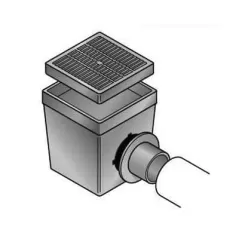 12" x 12" Square Catch Basin Kit E47, 2-Outlet with Green Grate
