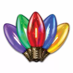 Christmas Light Bulb, Smooth E17 C9 LED Transparent Filament Multi-Colored