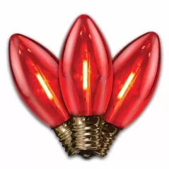 Christmas Light Bulb, Smooth E17 C9 LED Red Transparent Filament