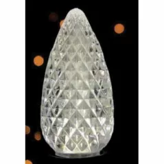Christmas Light Bulb, Faceted E17 C9 LED Pure White Transparent | BU-LED-FC9-TPW
