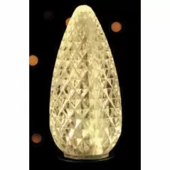 Christmas Light Bulb, Faceted E17 C9 LED Sun Warm White Transparent | BU-LED-FC9-TSWW