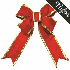Decorative Bow, 18" Red Nylon with Gold Trim