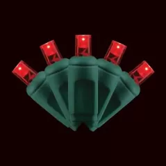 LED Balled Light Set, 26' Red Commercial Grade | LED-5MMB-50-RD