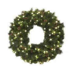 Wreath, Warm White LED 36" with Pine Cone Standard