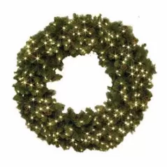 Wreath, Warm White LED 48" with Pine Cone Standard