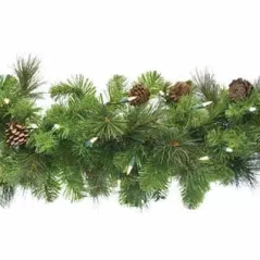 Garland, Warm White LED 9" with Pine Cone Standard