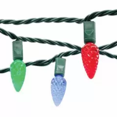 LED Light String, 4.8 W per String 23.5' 4" Spacing Red Plastic Socket Commercial Standard