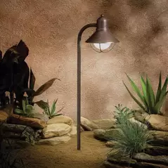 Path Light, 2.3 W Wedge S8 3155K LED/Incandescent Olde Bronze Brass Traditional Marine Lantern