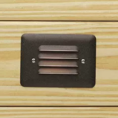 0.86 W 2700K Integrated LED Textured Architectural Bronze Aluminum Louvered Mini Step Light | KIC15782AZT27R