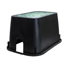 10" x 15" x 10" Rectangular Black Box Standard with Overlapping Green Cover Valve Box | NDBD1000SG