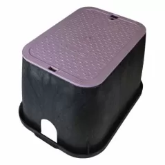 14" x 19" Rectangular Black Box Reclaimed Water Standard with Overlapping Purple Cover Valve Box | NDB113BCR