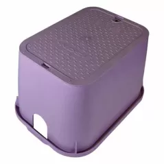 14" x 19" Rectangular Purple Box Reclaimed Water Standard with Overlapping Green Cover Valve Box | NDB113PBCR