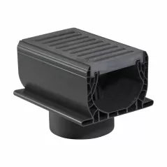 7" x 4" Gray Fabricated with Bottom Outlet and Grate Channel Drain | NDS2351