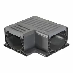 7-1/16" X 7-7/16" X 2-5/8" Gray 90 Degrees Elbow Corner Fabricated With Grate Channel Drain |  2381
