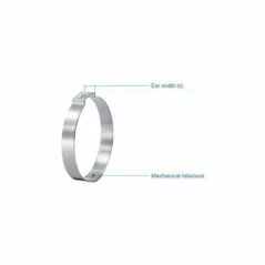37.9 - 41 mm Stainless Steel 155 Series 1-Ear with Mechanical Interlock 100/Pack Pinch Clamp | OTK410X100