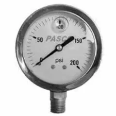 1/4" MPT Brass 2-1/2" 0 - 300 psi Stainless Steel Case Liquid Filled Pressure Gauge | PAS1777
