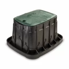 21.8" x 16.6" x 12" Rectangular Black Body Irrigation Control Valve Standard with Green Lid Valve Box | RBBVBSTD