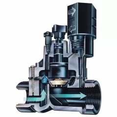 1" Male x Barb Black Heavy-Duty Plastic 15 - 150 psi DVF Series Straight Automatic In-Line with Flow Control Sprinkler Valve | RBL100DVFMB