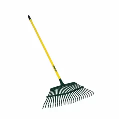 48" Yellow, Vinyl Coated Steel Handle 18" Flexible Steel Blade Lawn Rake | STR43120