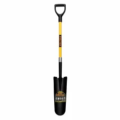 16" Blade 10 ga Premium Fiberglass Handle Drain Forward Turned Step Spade Shovel | STR49777