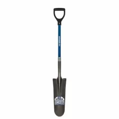 16" Blade Blue Industrial Grade Fiberglass Handle Forward Turned Step Drain Spade | STRSVDD46