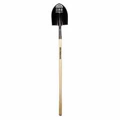 8.6" x 10.5" Blade 16 ga Clear Lacquer Contoured Hardwood Handle Round Point Shovel | STRSVLR90