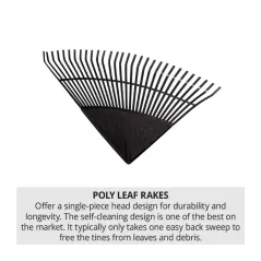 54" Wood Handle 24" Black Blade Leaf Rake | STR40882