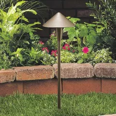 10 W Ceramic T3 Halogen Standard Architectural Bronze Die-Cast Copper-Free Aluminum Landscape Series 6500 Model Round Path Light | VISPR6500Z