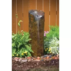 Mongolian Basalt Column Landscape with (1) 30" Mongolian Natural Basalt Column Fountain Kit | AQS58065