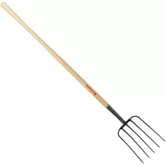 Tampered Steel Blade 54" Northern Ash Wood Handle 5-Tine Manure Fork | CORFK72005