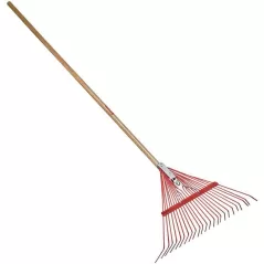 24" Coated Metal Blade 54" Wood Handle 24-Tine Spring Brace Rake | CORRK24003