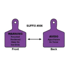 3" x 4" Purple Polyurethane Recycled/Reclaimed Water Do Not Drink Legend Double Sided Valve ID Tag | CSTIDMAXP2RC006