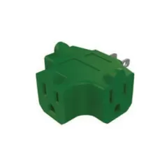 125 VAC 15 A 2-1/4" x 1-3/8" x 1-3/4" Green Heavy-Duty 3-Outlet Adapter | MEN3704143