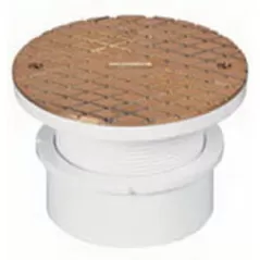 4" PVC Adjustable Round with 6" Brass Scored Skid Resistant Cover Cleanout | IPS4841A
